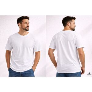 NWOT Rugby University Men’s White T-Shirt Set 2 Pack Sz S Cotton Crew Neck Basic